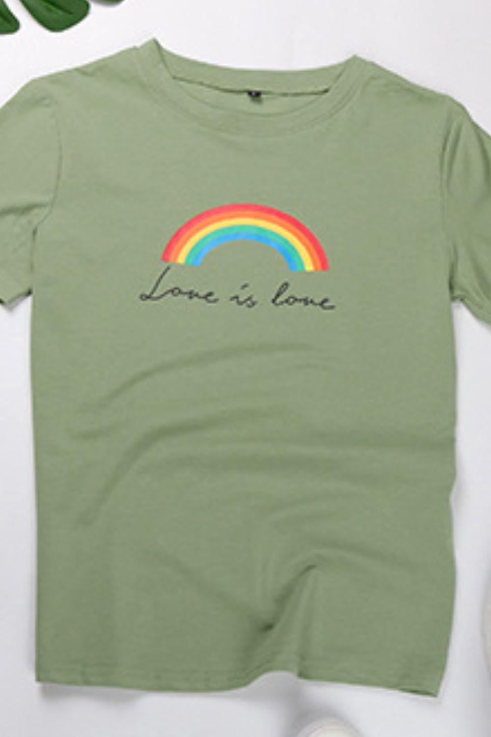 Love I Love Rainbow Short Sleeve Graphic Tee - MXSTUDIO.COM