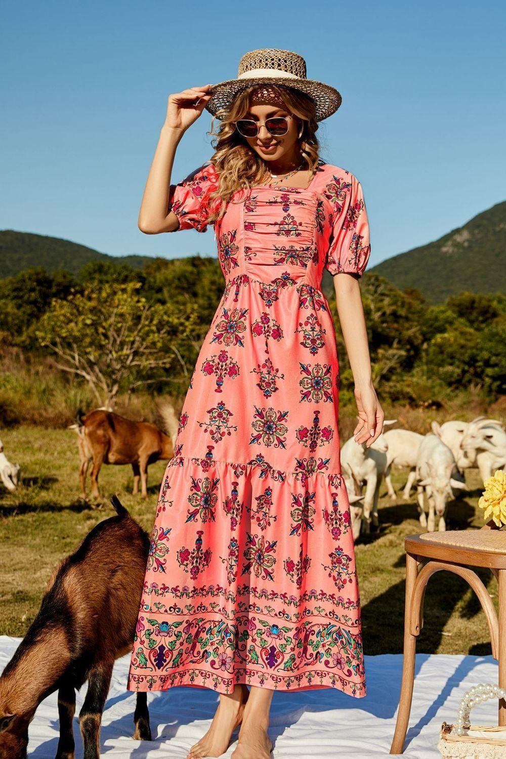 Love the Heat Floral Puff Sleeve Maxi Dress - MXSTUDIO.COM