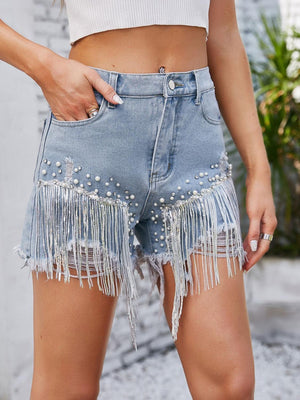 a close up of a person wearing a pair of shorts