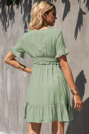 Loving Summer Surplice Ruffle Hem Mini Dress - MXSTUDIO.COM