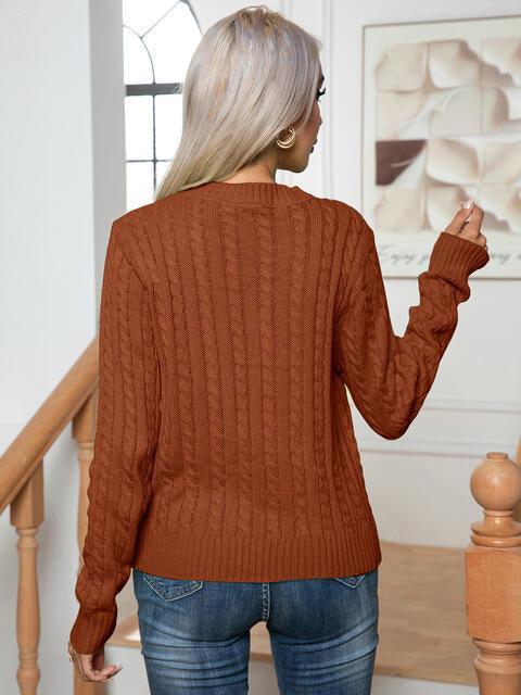 Low Temp Style Crew Neck Cable-Knit Sweater - MXSTUDIO.COM