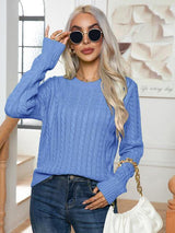 Low Temp Style Crew Neck Cable-Knit Sweater - MXSTUDIO.COM