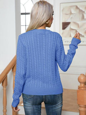 Low Temp Style Crew Neck Cable-Knit Sweater - MXSTUDIO.COM