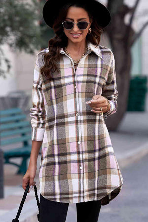 Low Temp Style Long Plaid Shirt Jacket-MXSTUDIO.COM