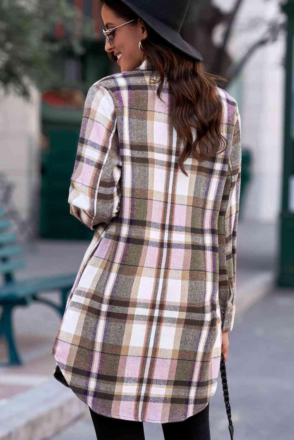 Low Temp Style Long Plaid Shirt Jacket-MXSTUDIO.COM