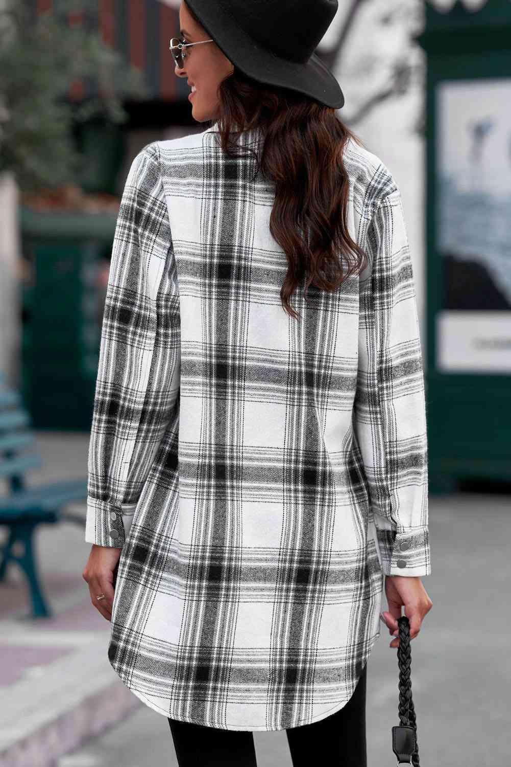 Low Temp Style Long Plaid Shirt Jacket-MXSTUDIO.COM