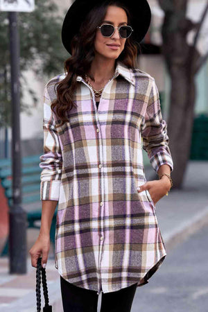 Low Temp Style Long Plaid Shirt Jacket-MXSTUDIO.COM