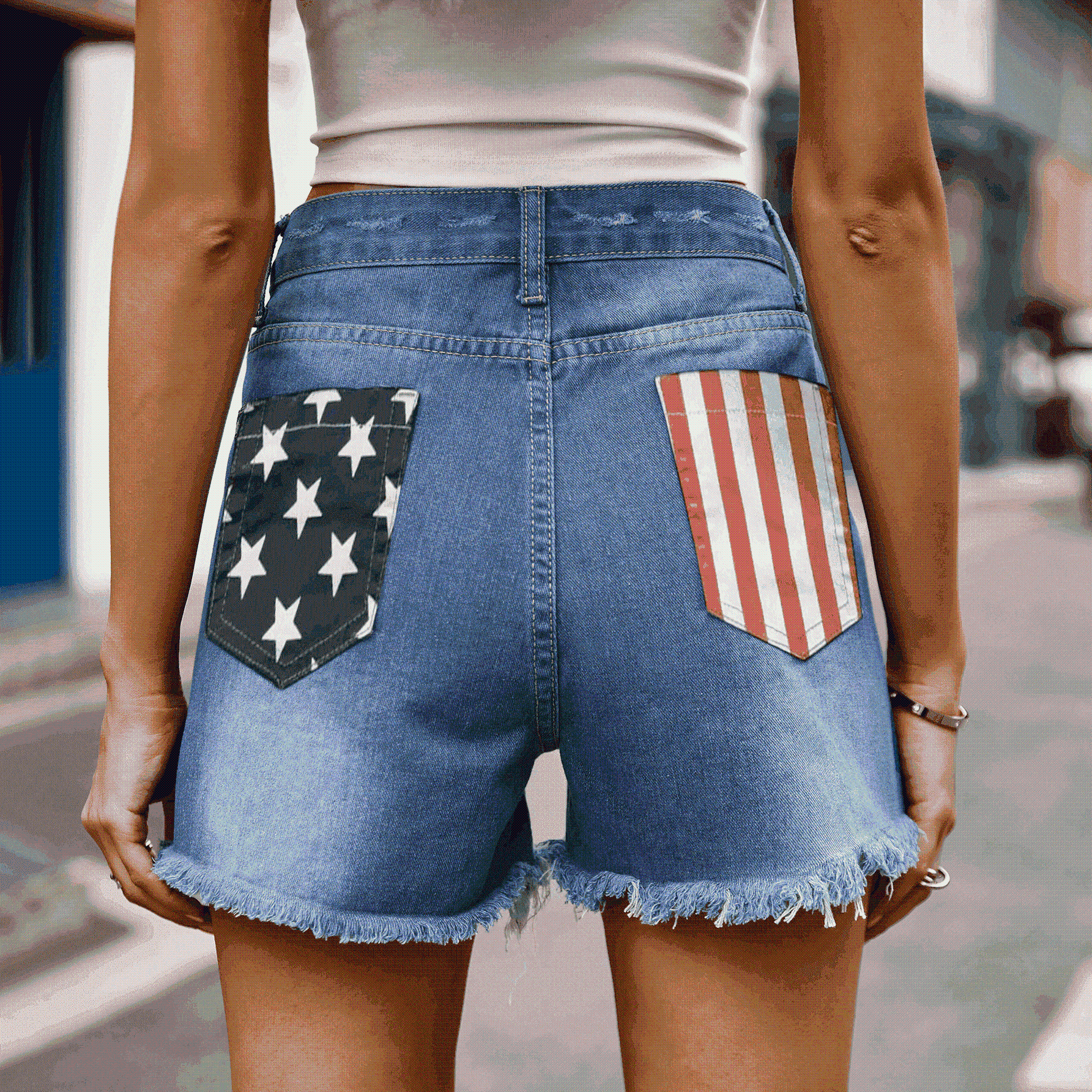 Loyal Distressed American Flag Denim Shorts - MXSTUDIO.COM