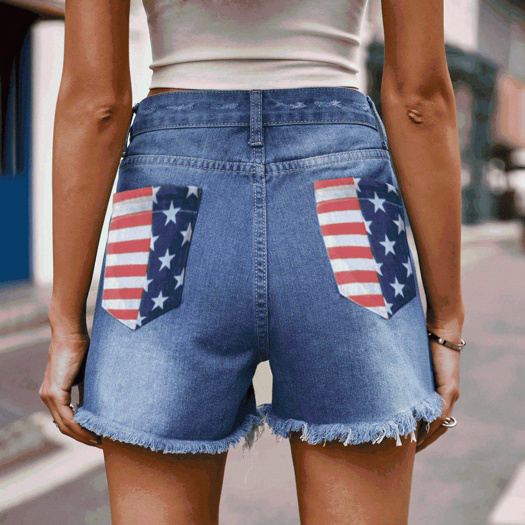 Loyal Distressed American Flag Denim Shorts - MXSTUDIO.COM