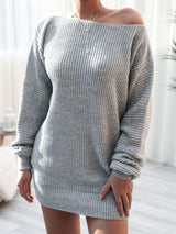 Luscious Boat Neck Sweater Dress - MXSTUDIO.COM