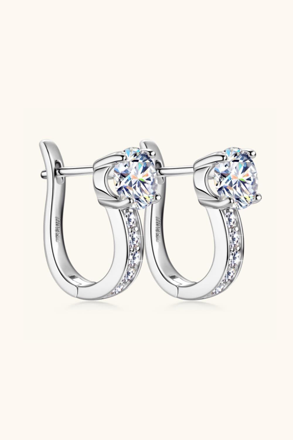 Lustrous Zircon Accent 2 Carat Huggie Moissanite Earrings - MXSTUDIO.COM