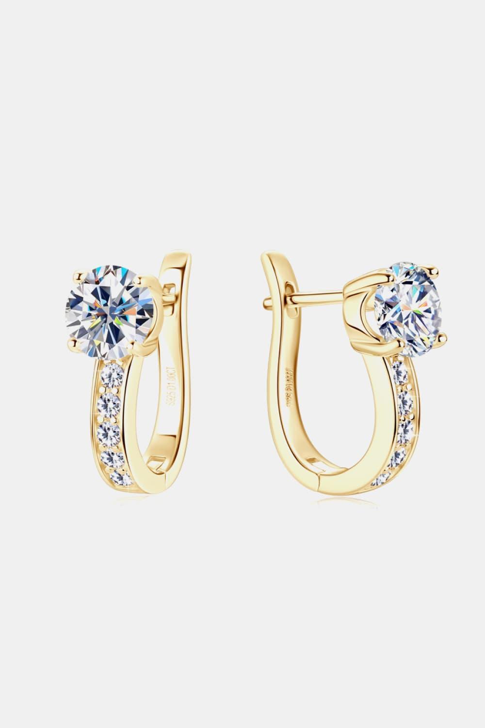 Lustrous Zircon Accent 2 Carat Huggie Moissanite Earrings - MXSTUDIO.COM