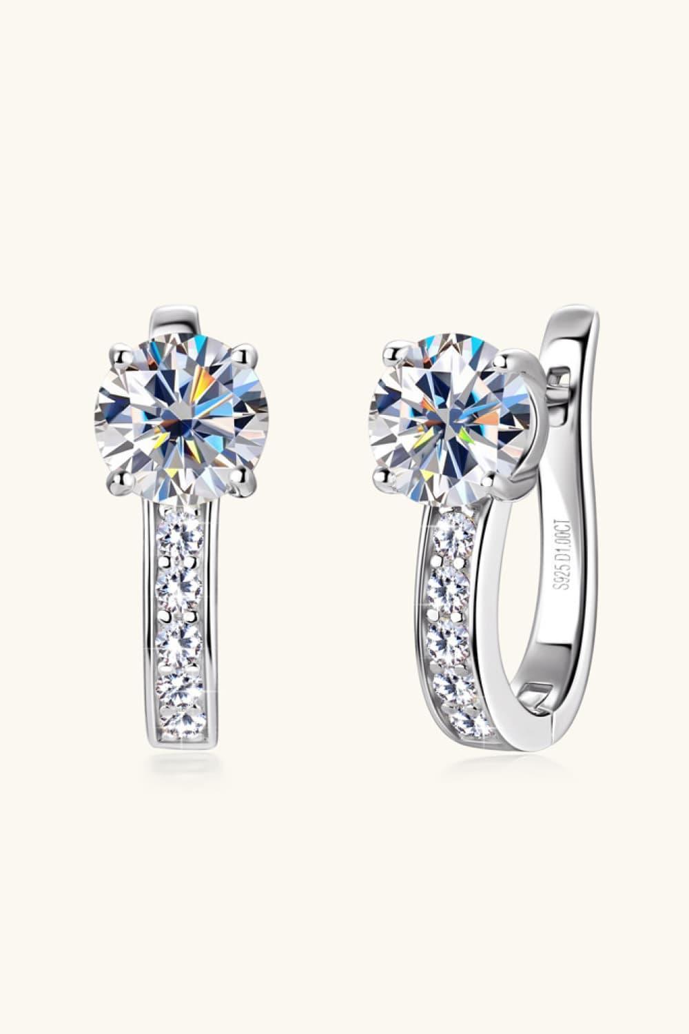 Lustrous Zircon Accent 2 Carat Huggie Moissanite Earrings - MXSTUDIO.COM