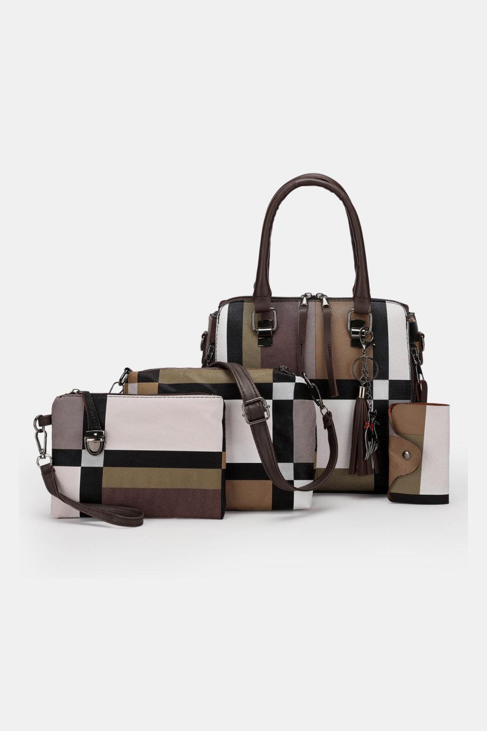 Luxurious 4-Piece Color Block PU Leather Women Bag Set - MXSTUDIO.COM