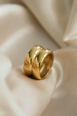 Luxurious Feel Gold Double Ridge Ring - MXSTUDIO.COM