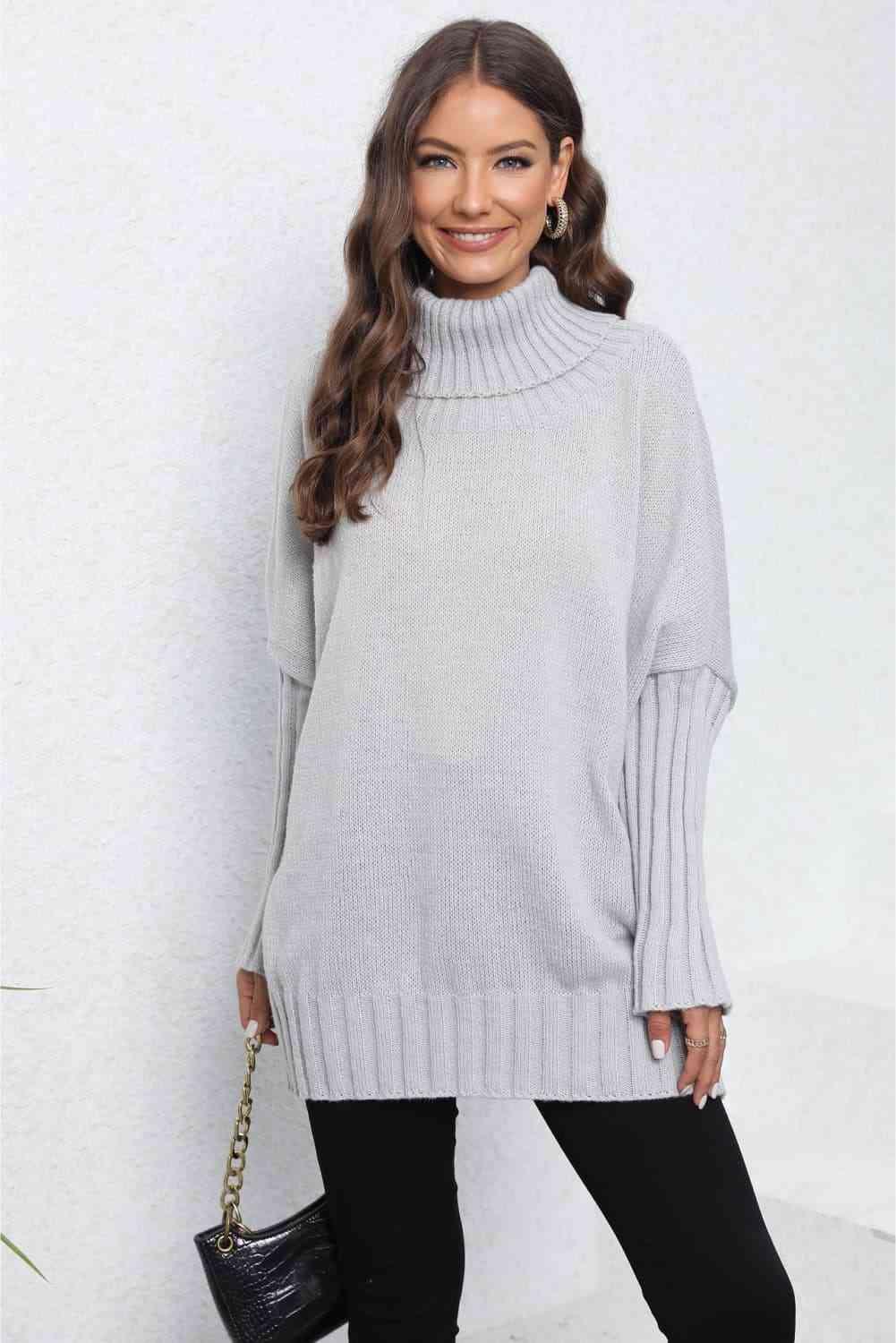 Luxurious Warmth Rib Knit Turtleneck Sweater - MXSTUDIO.COM