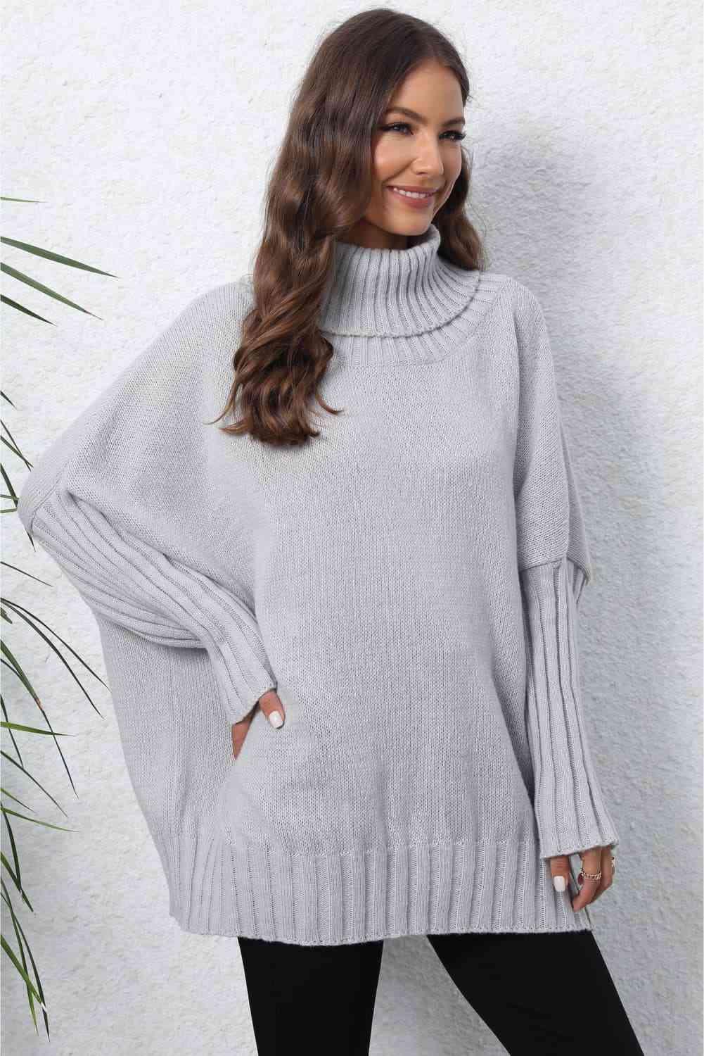 Luxurious Warmth Rib Knit Turtleneck Sweater - MXSTUDIO.COM