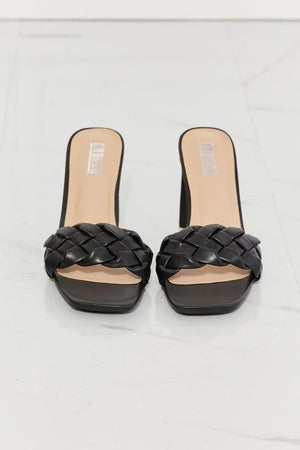 MMShoes Braided Band Black Block Heel Sandals - MXSTUDIO.COM