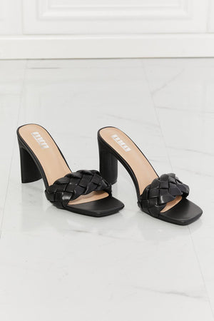 MMShoes Braided Band Black Block Heel Sandals - MXSTUDIO.COM