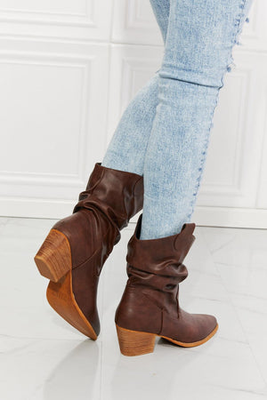 MMShoes Burnt Umber Scrunch Pointed Toe Cowboy Boots - MXSTUDIO.COM