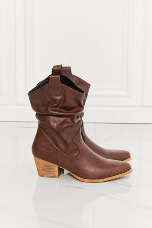 MMShoes Burnt Umber Scrunch Pointed Toe Cowboy Boots - MXSTUDIO.COM