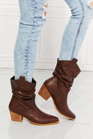 MMShoes Burnt Umber Scrunch Pointed Toe Cowboy Boots - MXSTUDIO.COM