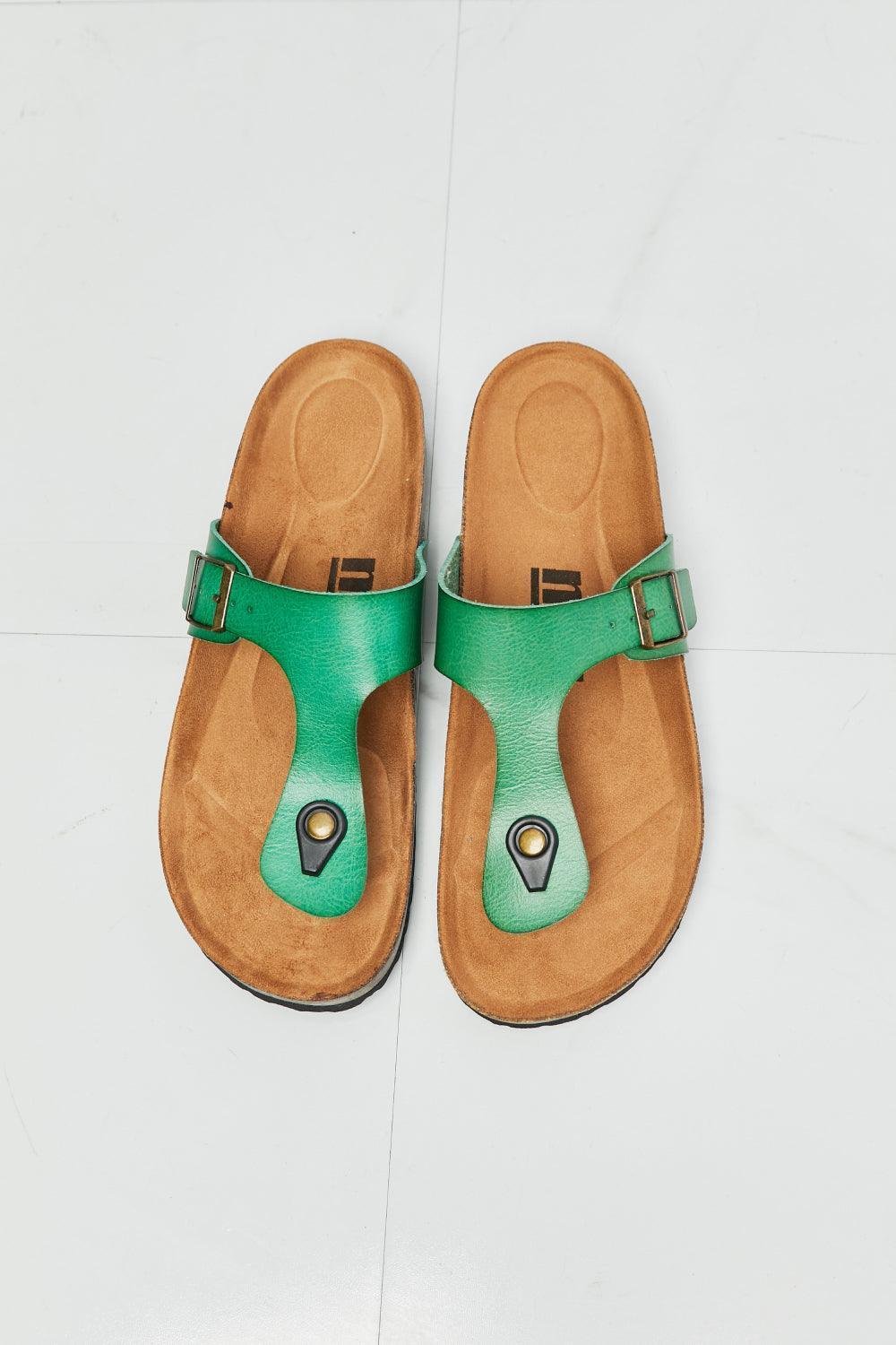 MMShoes Comfortable T-Strap Green Flip Flops - MXSTUDIO.COM
