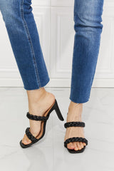 MMShoes Double Braided Black Block Heel Sandals - MXSTUDIO.COM