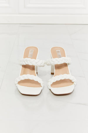 MMShoes Double Braided White Block Heel Sandals - MXSTUDIO.COM