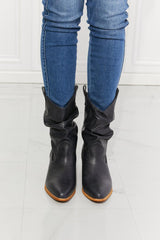 MMShoes Eyes Ahead Block Heels Navy Blue Cowboy Boots - MXSTUDIO.COM