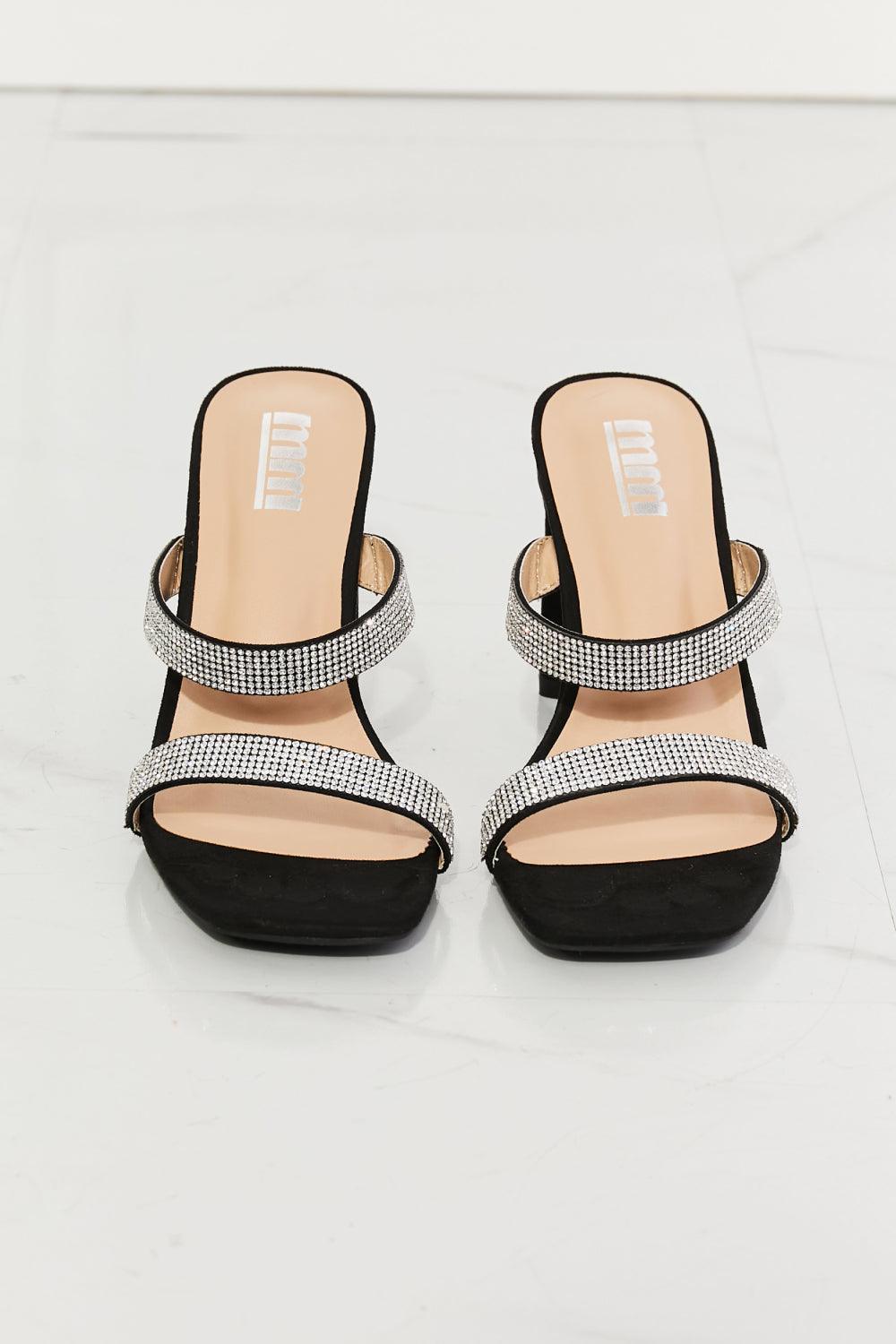 MMShoes Glint Of Shine High Heels Black Rhinestone Sandals - MXSTUDIO.COM