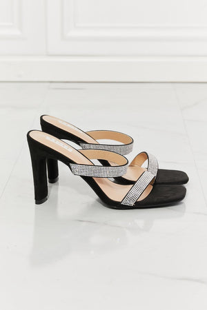 MMShoes Glint Of Shine High Heels Black Rhinestone Sandals - MXSTUDIO.COM