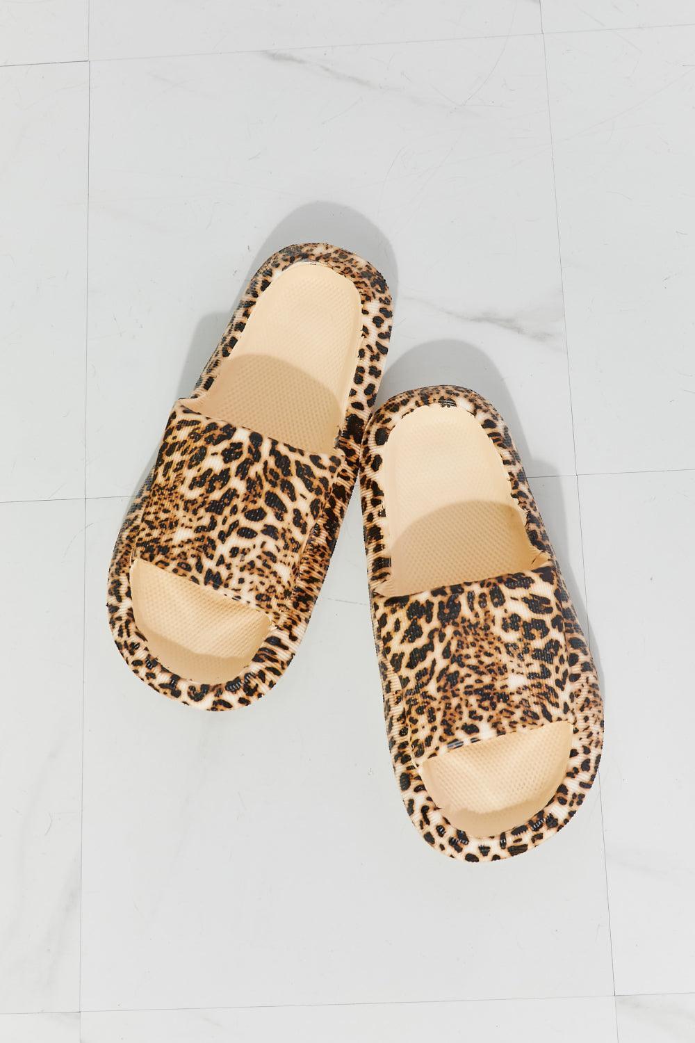 MMShoes Non Slip Rubber Open Toe Leopard Slides - MXSTUDIO.COM