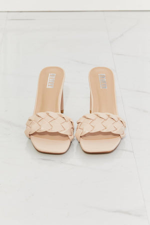 MMShoes Open Toe Beige Braided Block Heel Sandals - MXSTUDIO.COM