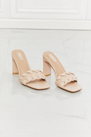 MMShoes Open Toe Beige Braided Block Heel Sandals - MXSTUDIO.COM