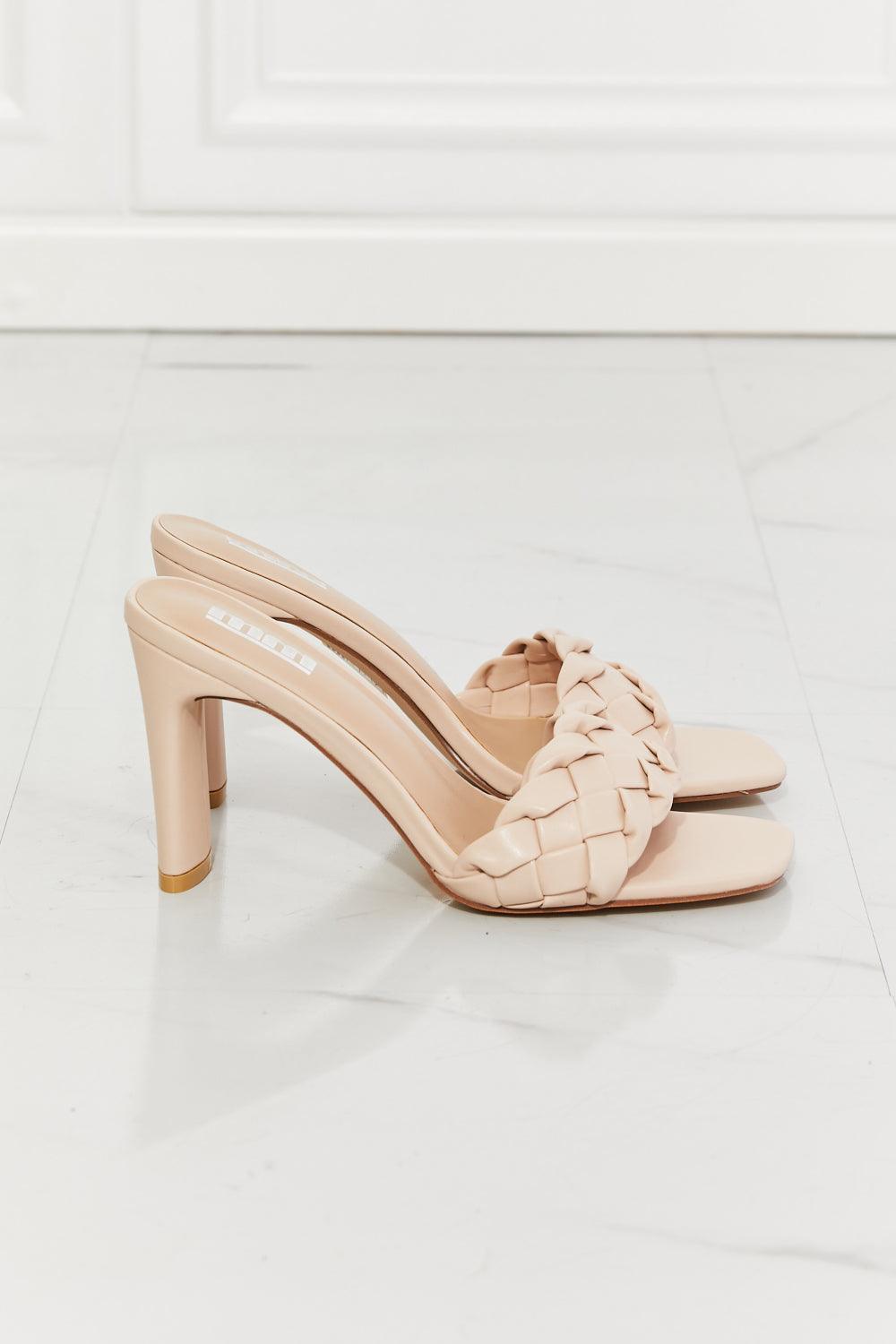 MMShoes Open Toe Beige Braided Block Heel Sandals - MXSTUDIO.COM