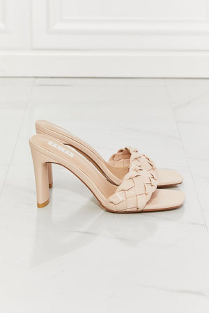 MMShoes Open Toe Beige Braided Block Heel Sandals - MXSTUDIO.COM