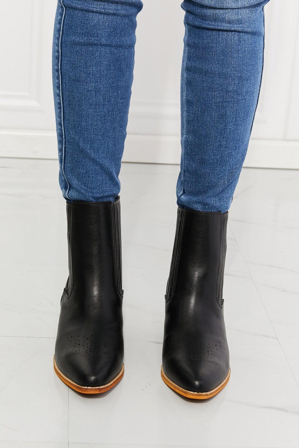MMShoes PU Leather Heel Womens Black Chelsea Boots - MXSTUDIO.COM