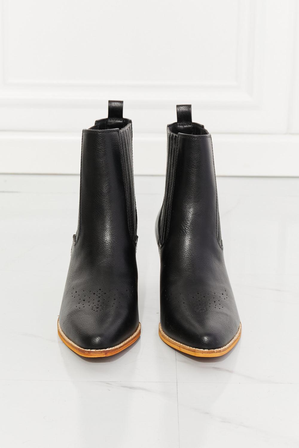 MMShoes PU Leather Heel Womens Black Chelsea Boots - MXSTUDIO.COM