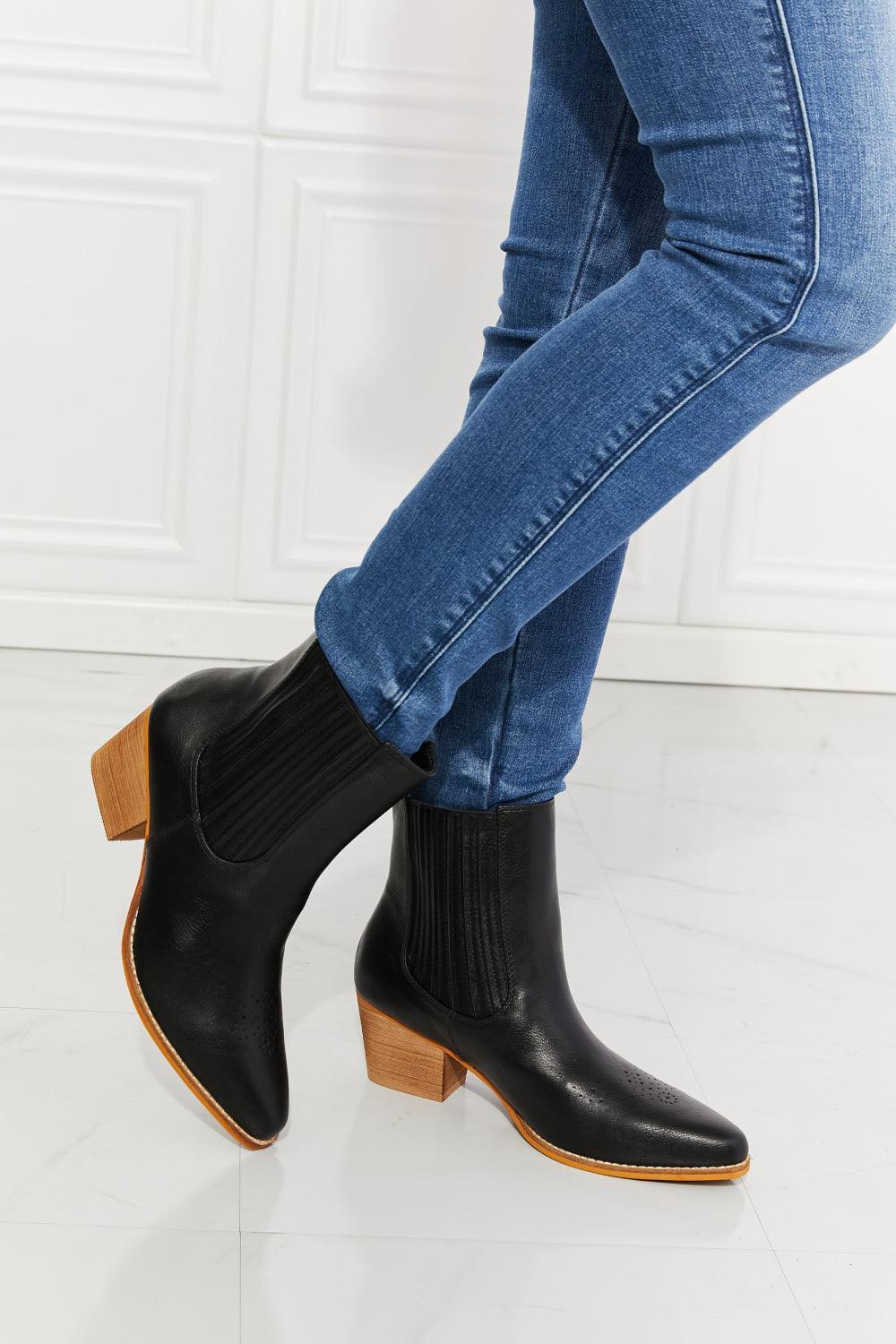 MMShoes PU Leather Heel Womens Black Chelsea Boots - MXSTUDIO.COM