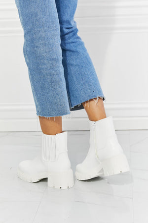 MMShoes PU Leather Lug Sole White Chelsea Boots - MXSTUDIO.COM