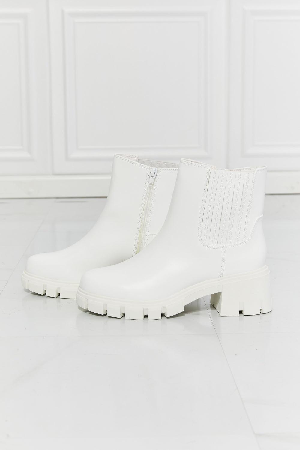 MMShoes PU Leather Lug Sole White Chelsea Boots - MXSTUDIO.COM