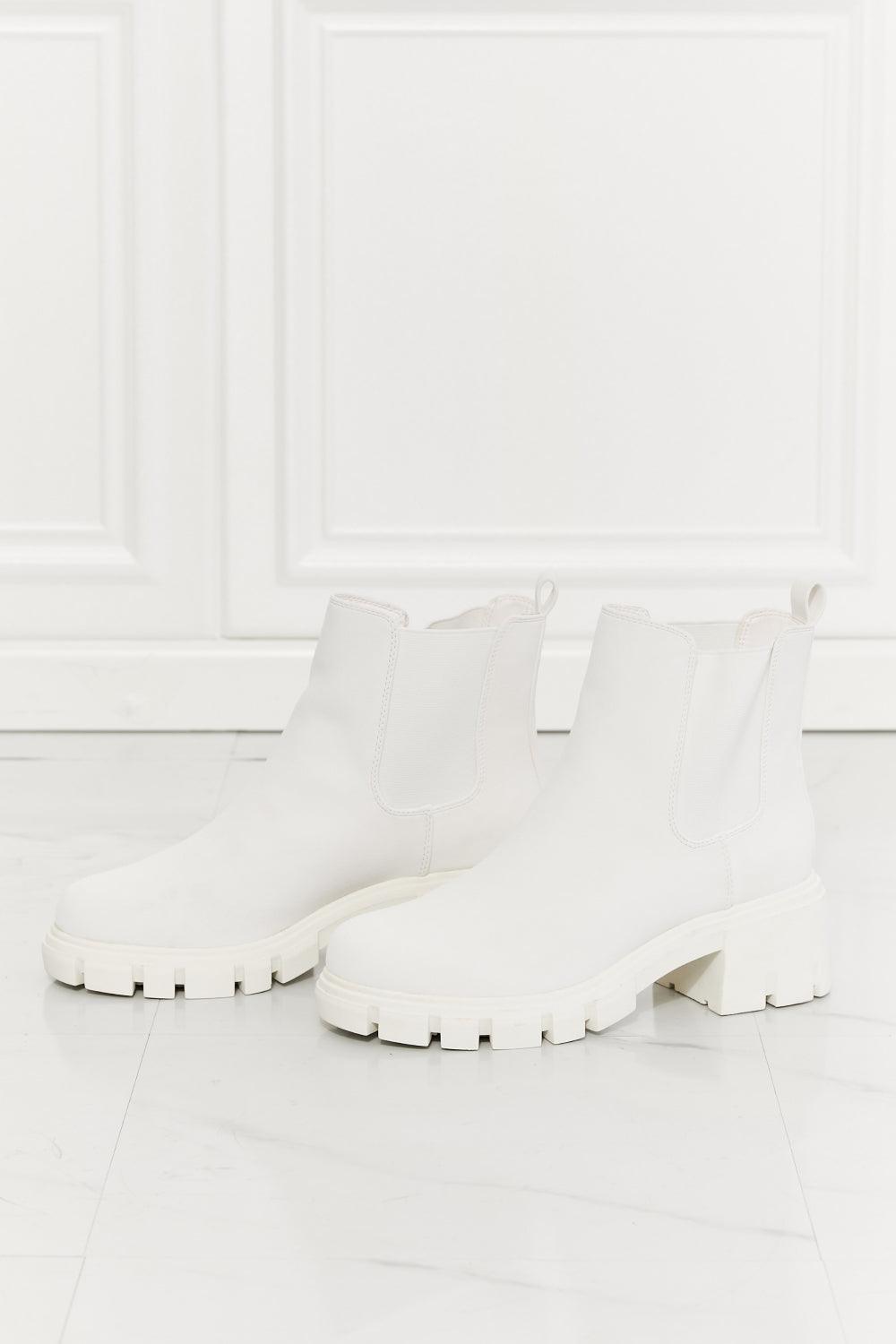 MMShoes Round Toe Lug Sole White Chelsea Boots - MXSTUDIO.COM