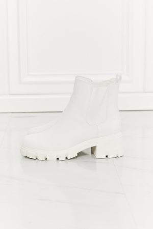 MMShoes Round Toe Lug Sole White Chelsea Boots - MXSTUDIO.COM