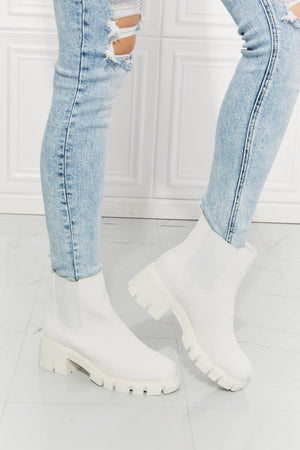 MMShoes Round Toe Lug Sole White Chelsea Boots - MXSTUDIO.COM