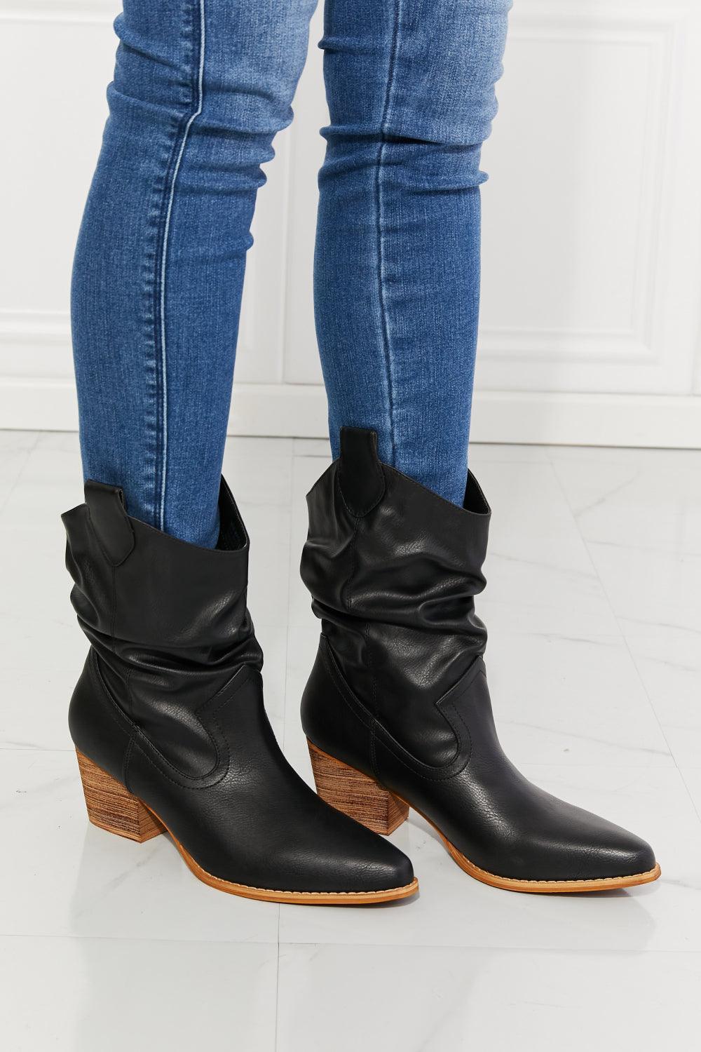 MMShoes Scrunch Black Womens Cowboy Boots - MXSTUDIO.COM