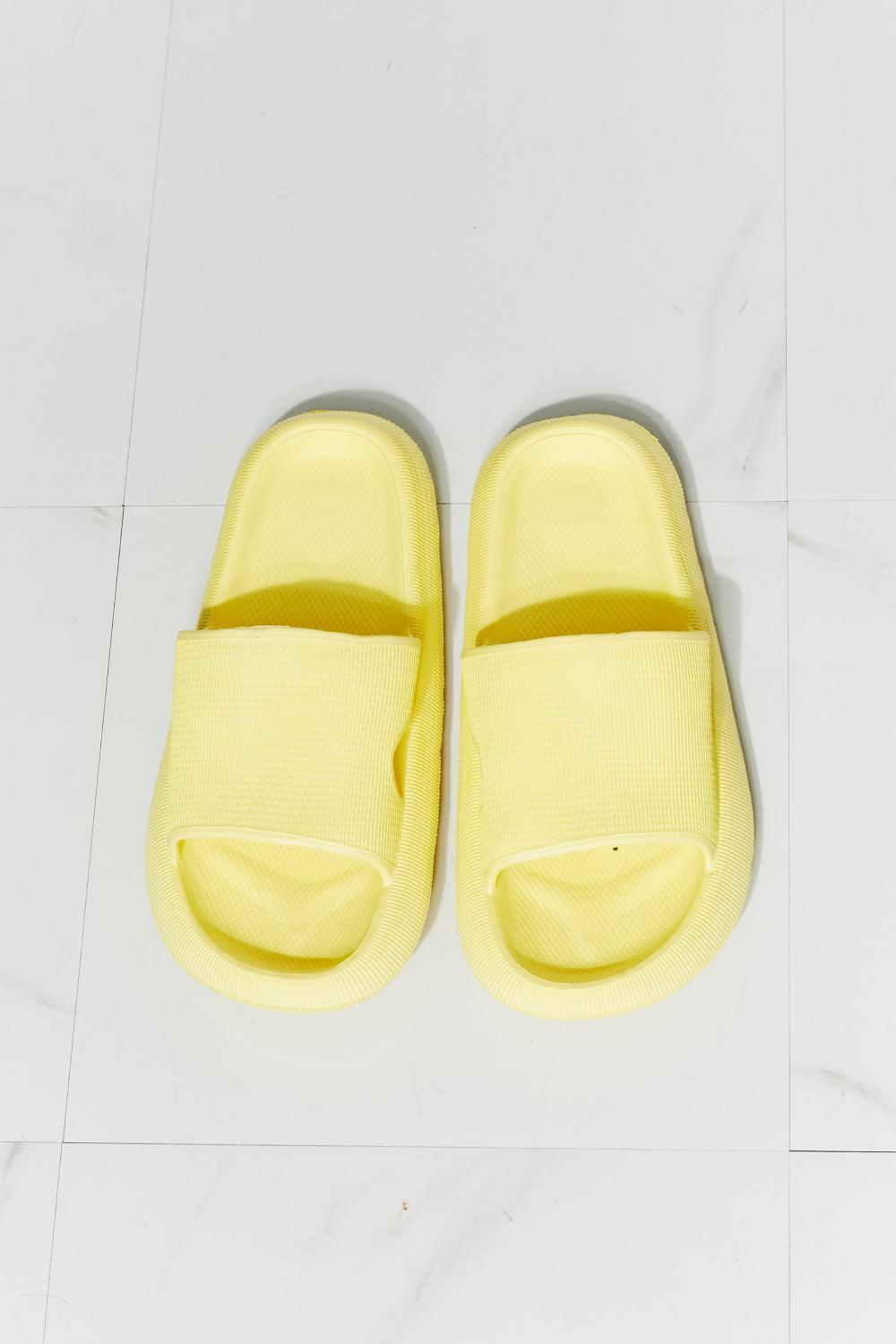 MMShoes Secure Fit Open Toe Yellow Rubber Slides - MXSTUDIO.COM