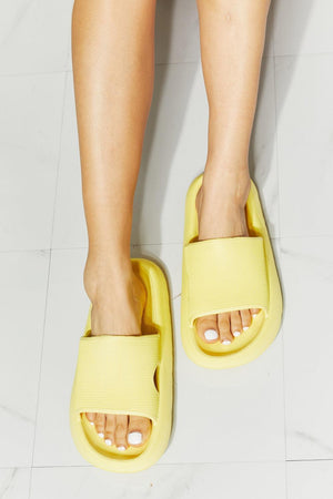 MMShoes Secure Fit Open Toe Yellow Rubber Slides - MXSTUDIO.COM