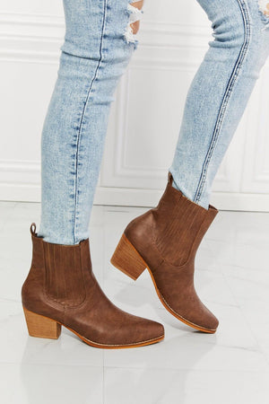 MMShoes Stacked Heel Chestnut Women's Chelsea Boots - MXSTUDIO.COM