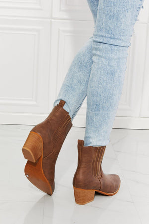 MMShoes Stacked Heel Chestnut Women's Chelsea Boots - MXSTUDIO.COM